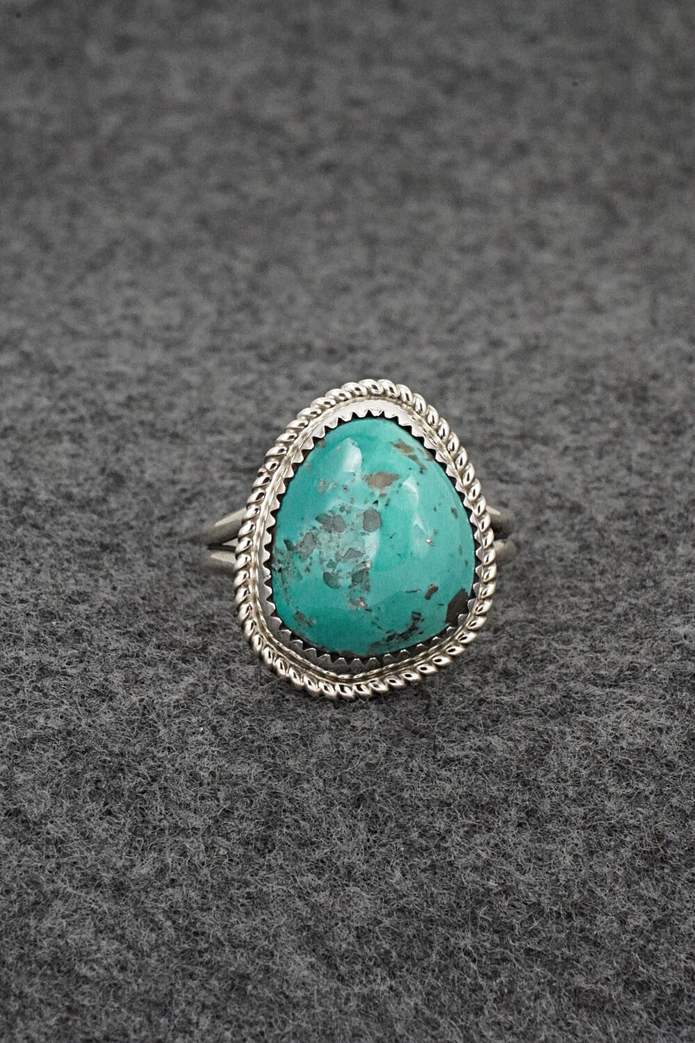 Turquoise & Sterling Silver Ring - Leslie Nez - Size 11