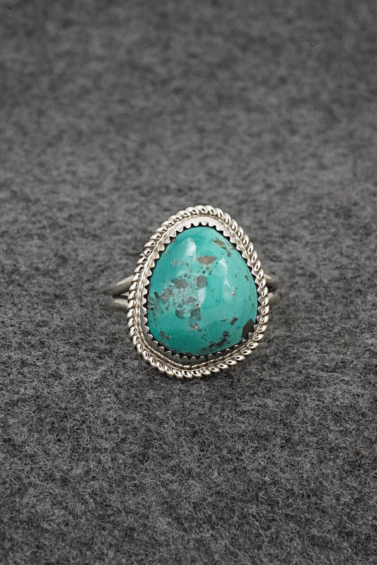 Turquoise & Sterling Silver Ring - Leslie Nez - Size 11