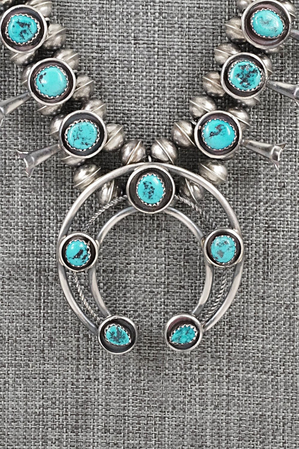 Turquoise & Sterling Silver Squash Blossom Set - Phil Garcia