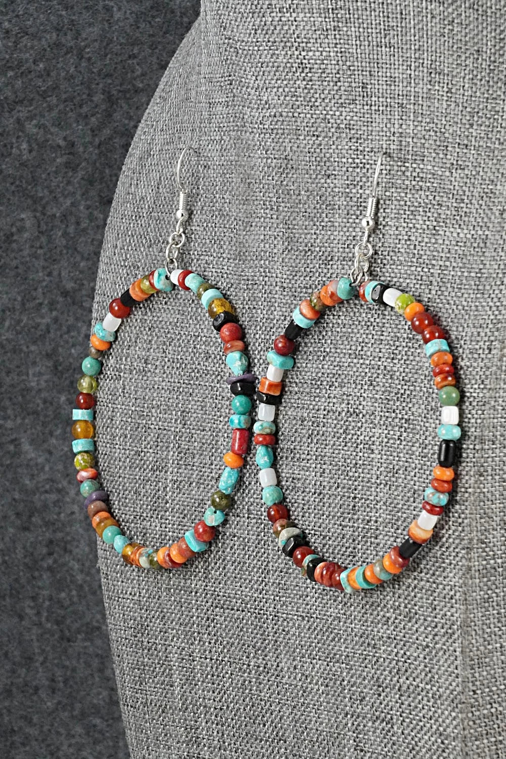 Multi-Stone & Sterling Silver Earrings - Helen Tsosie