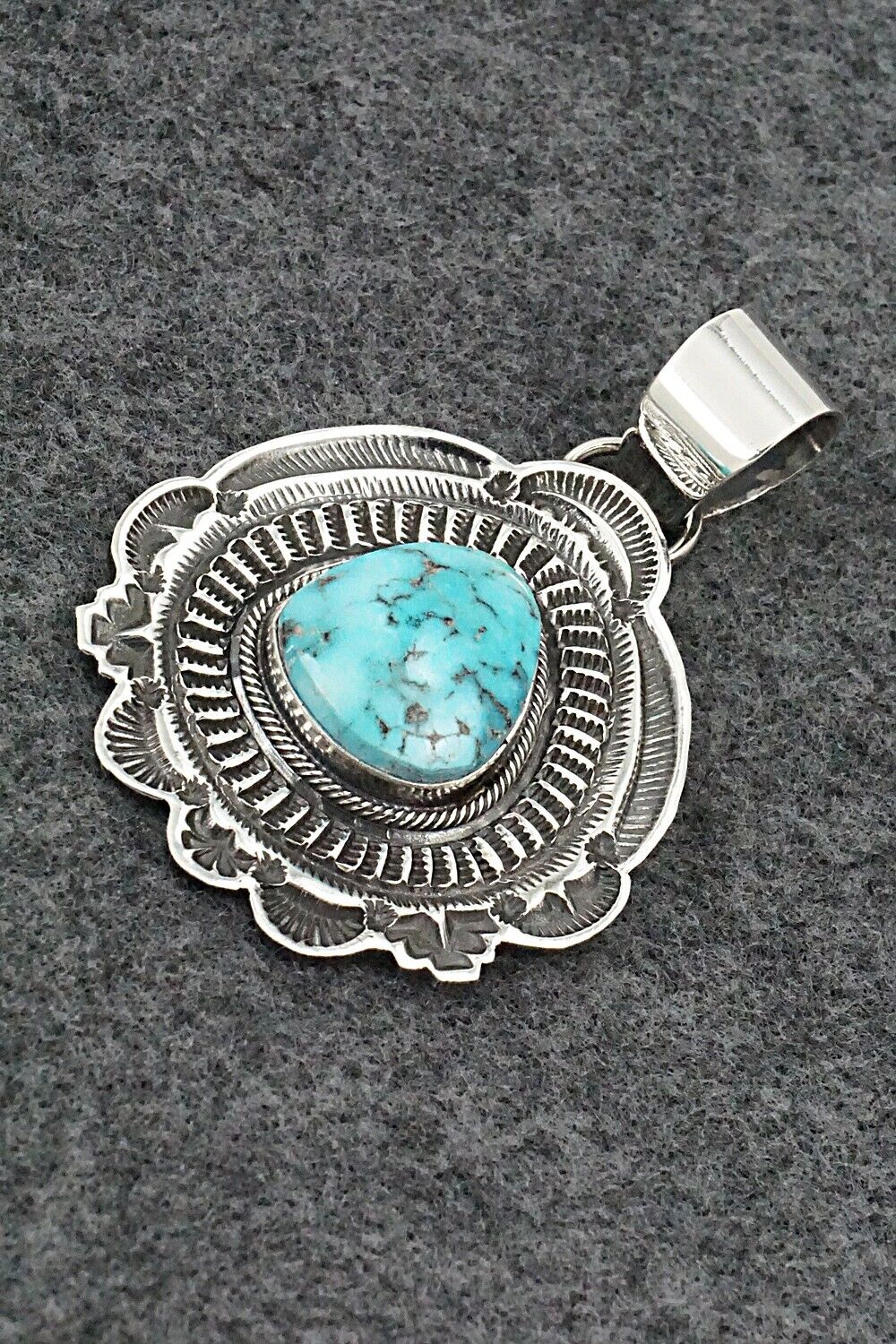 Turquoise & Sterling Silver Pendant - Leonard Maloney