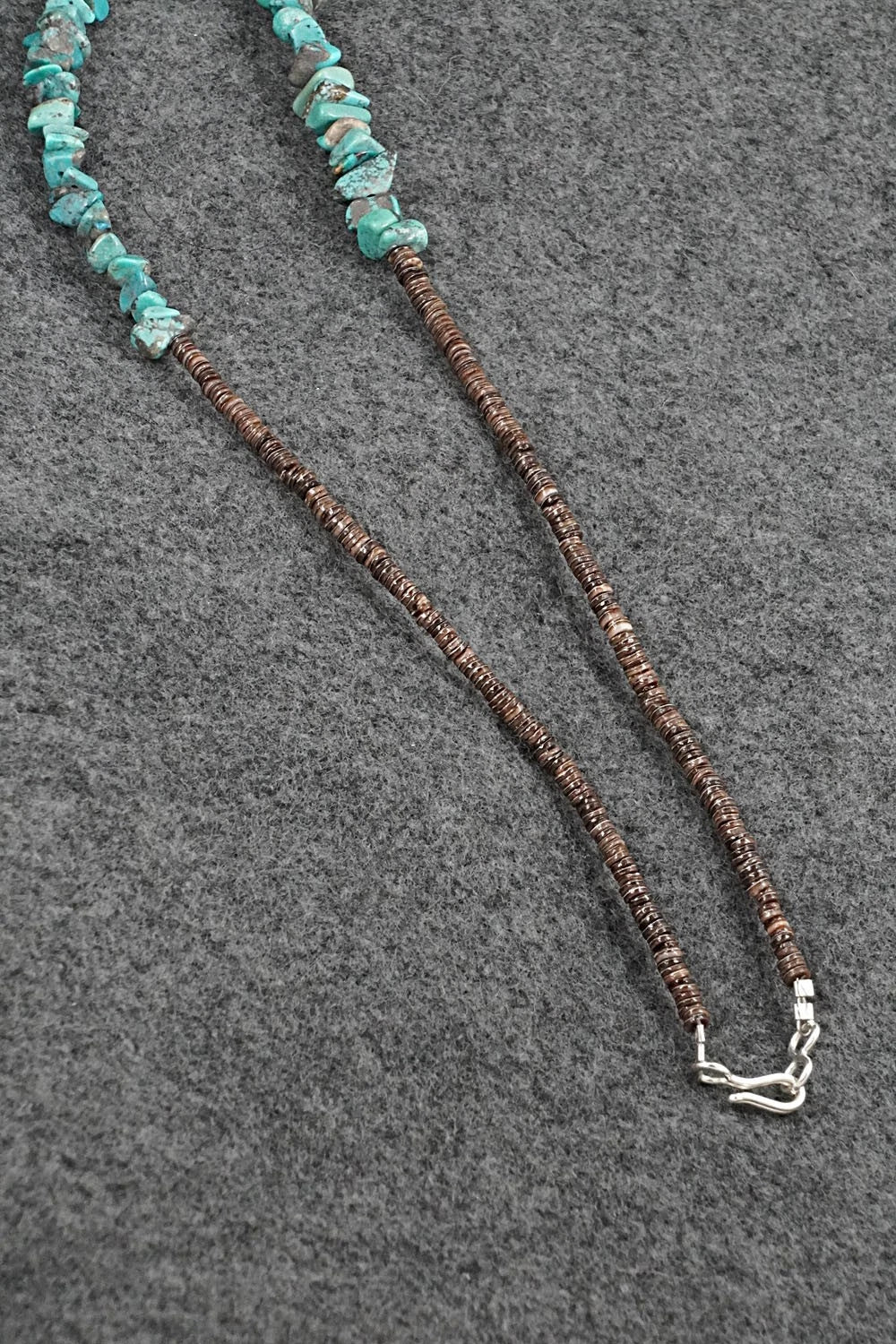 Turquoise Zuni Fetish Carving & Sterling Silver Necklace - Bernard Laiwakete