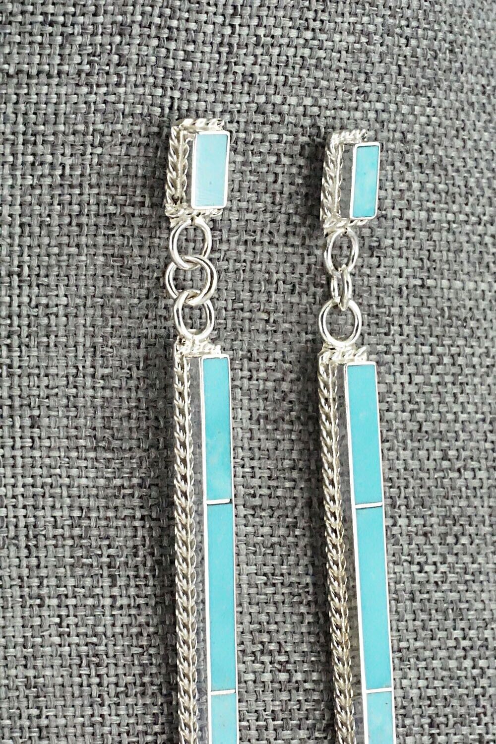 Turquoise & Sterling Silver Inlay Earrings - Ricky Booqua