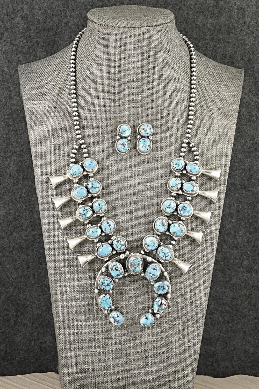 Turquoise & Sterling Silver Squash Blossom Set - Darrin Livingston