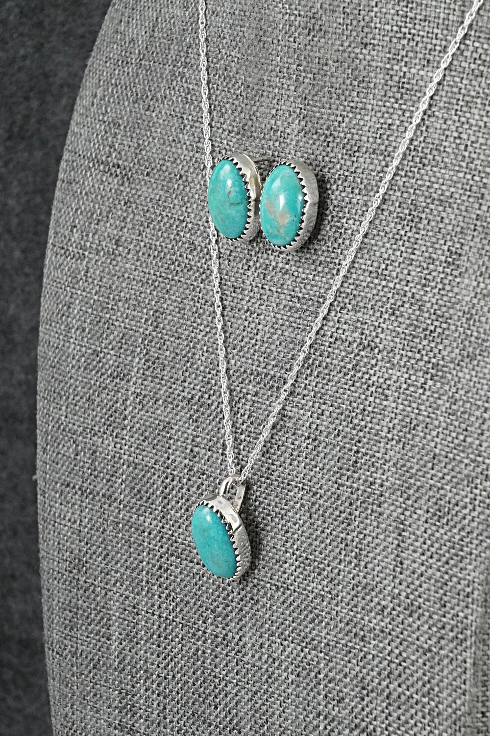 Turquoise & Sterling Silver Necklace Set - Murray Hannaweeka