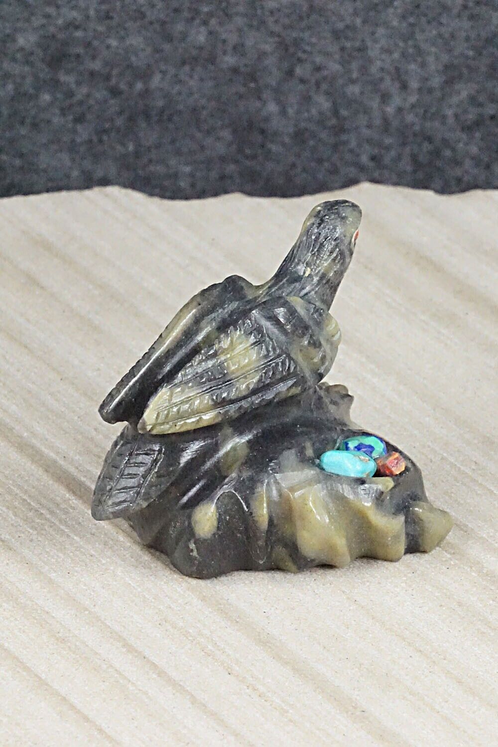 Eagle with Nest Zuni Fetish Carving - Cody Cheama