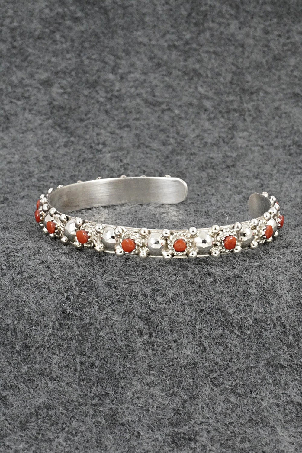 Coral & Sterling Silver Bracelet - Gilbert Weebothee