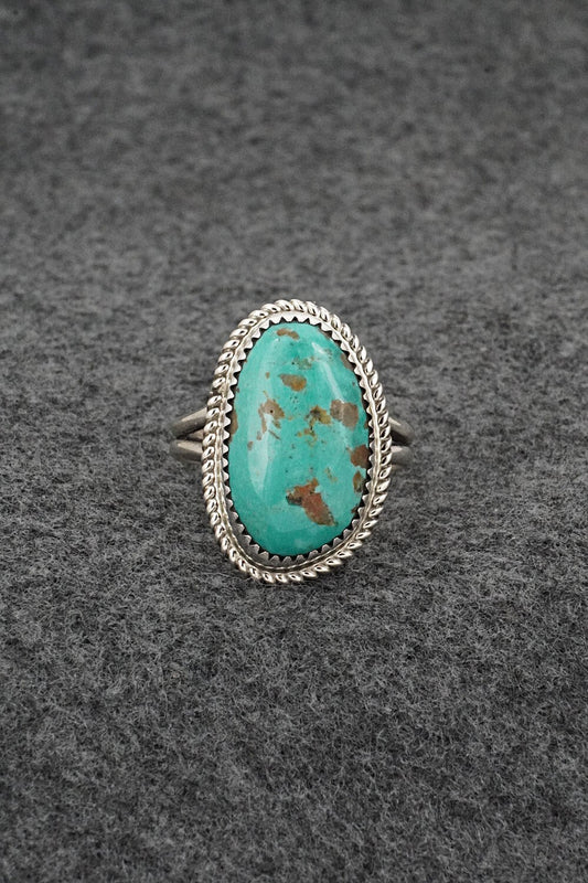 Turquoise & Sterling Silver Ring - Leslie Nez - Size 11