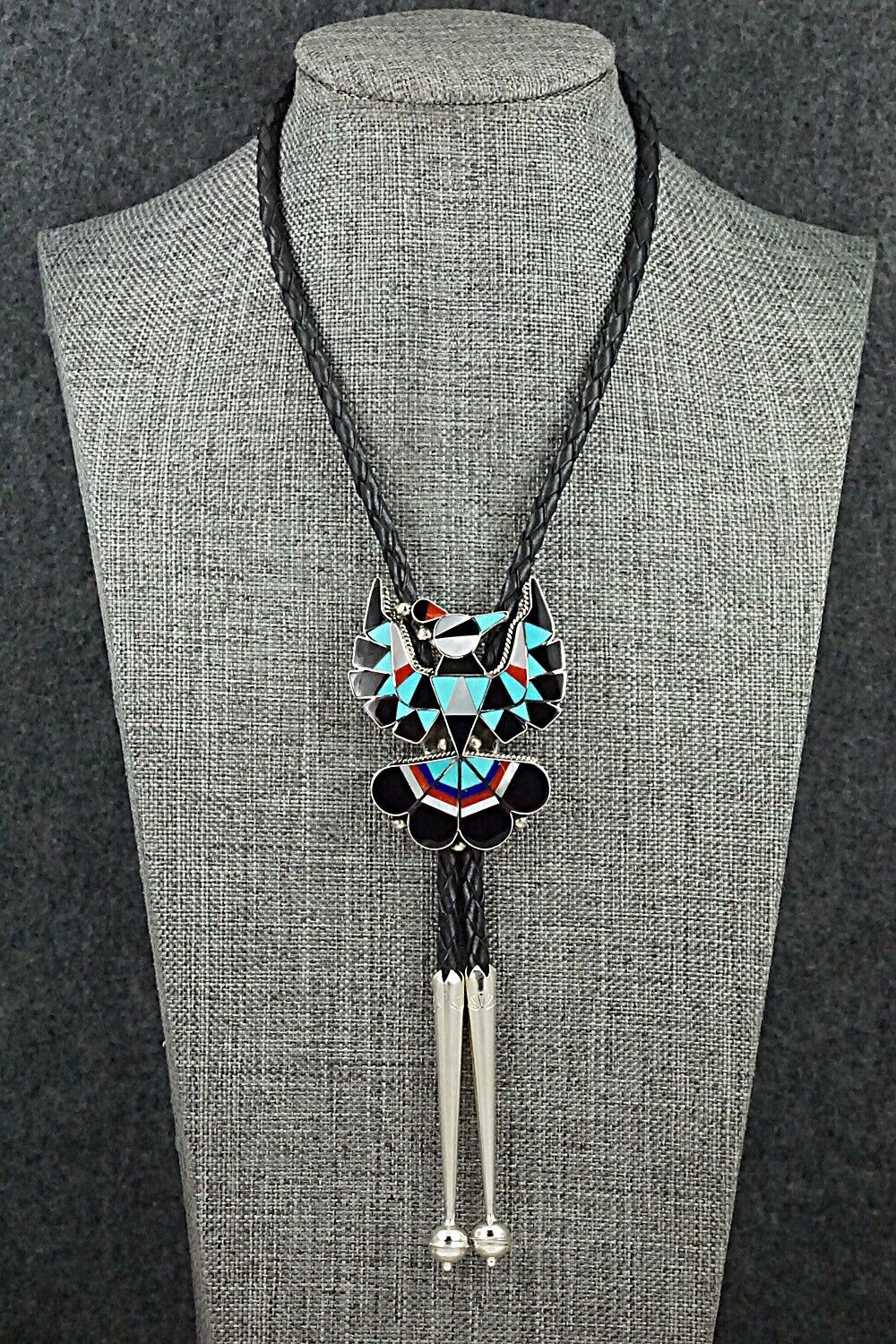 Multi-Stone & Sterling Silver Inlay Bolo Tie - Delwin Gasper