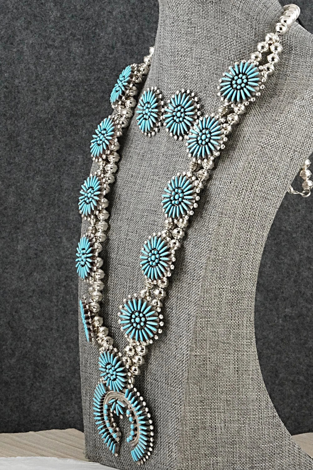 Turquoise & Sterling Silver Squash Blossom Set - Sibert Bowannie Sr.
