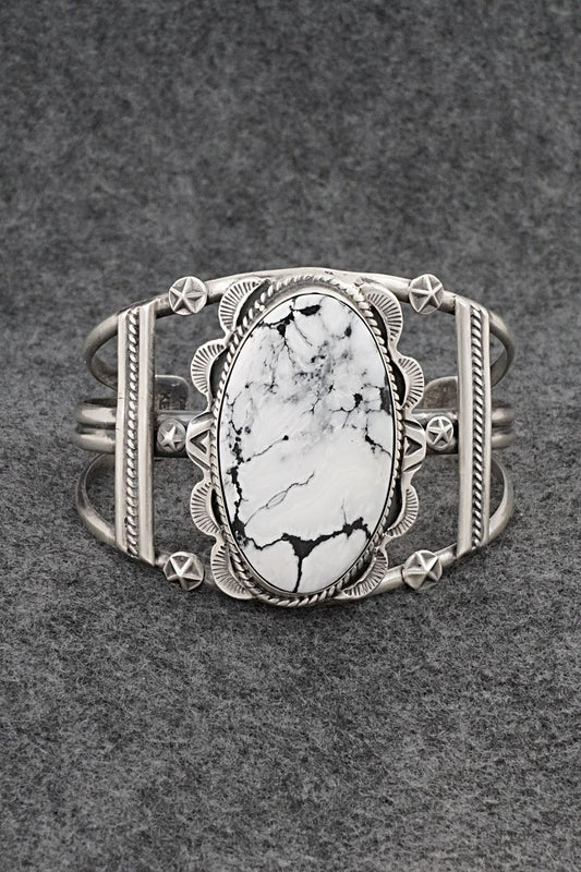 White Buffalo & Sterling Silver Bracelet - Vernon Johnson
