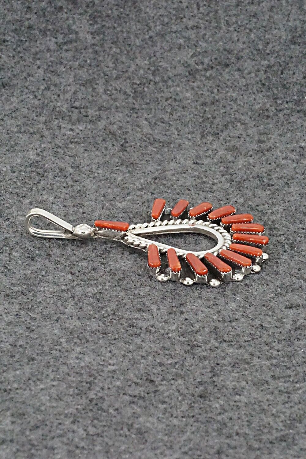 Coral and Sterling Silver Pendant - Carlene Hattie