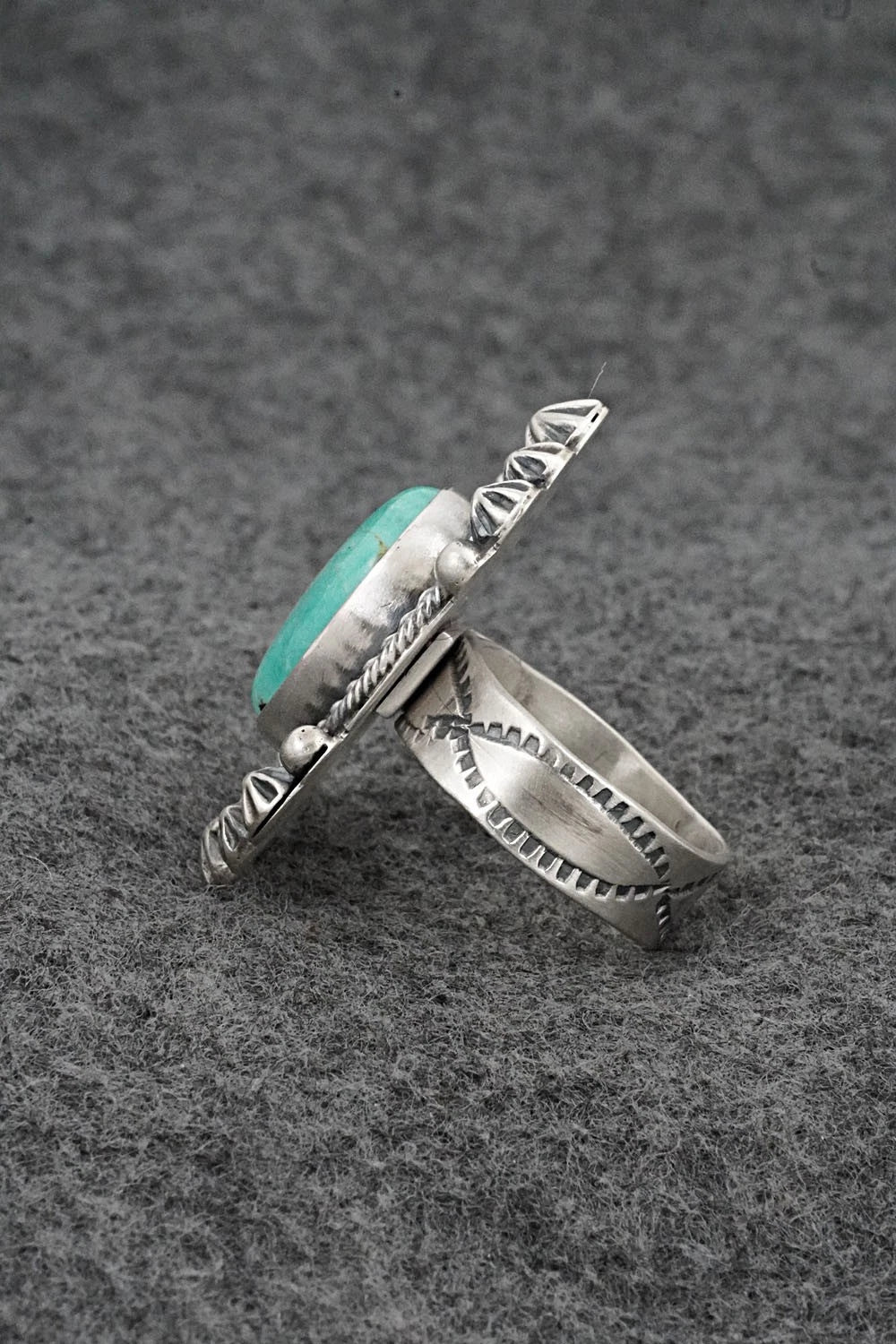 Turquoise & Sterling Silver Ring - Cordell Platero - Size Adjustable