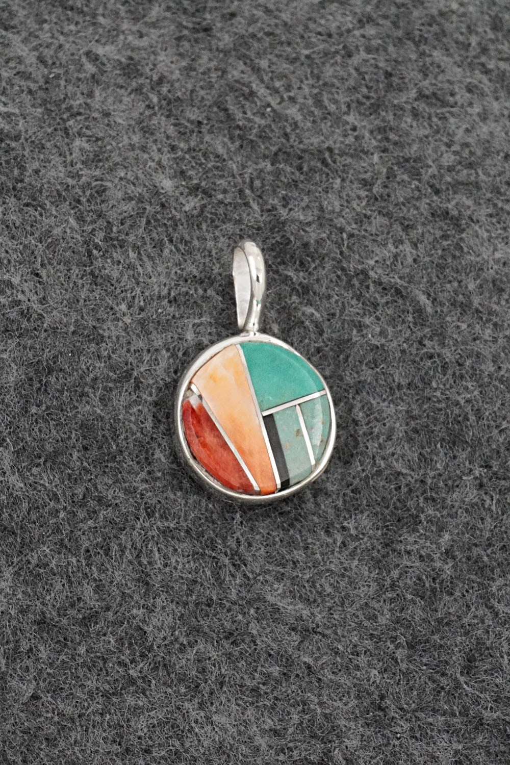 Turquoise, Spiny Oyster & Sterling Silver Pendant - Joseph Martinez