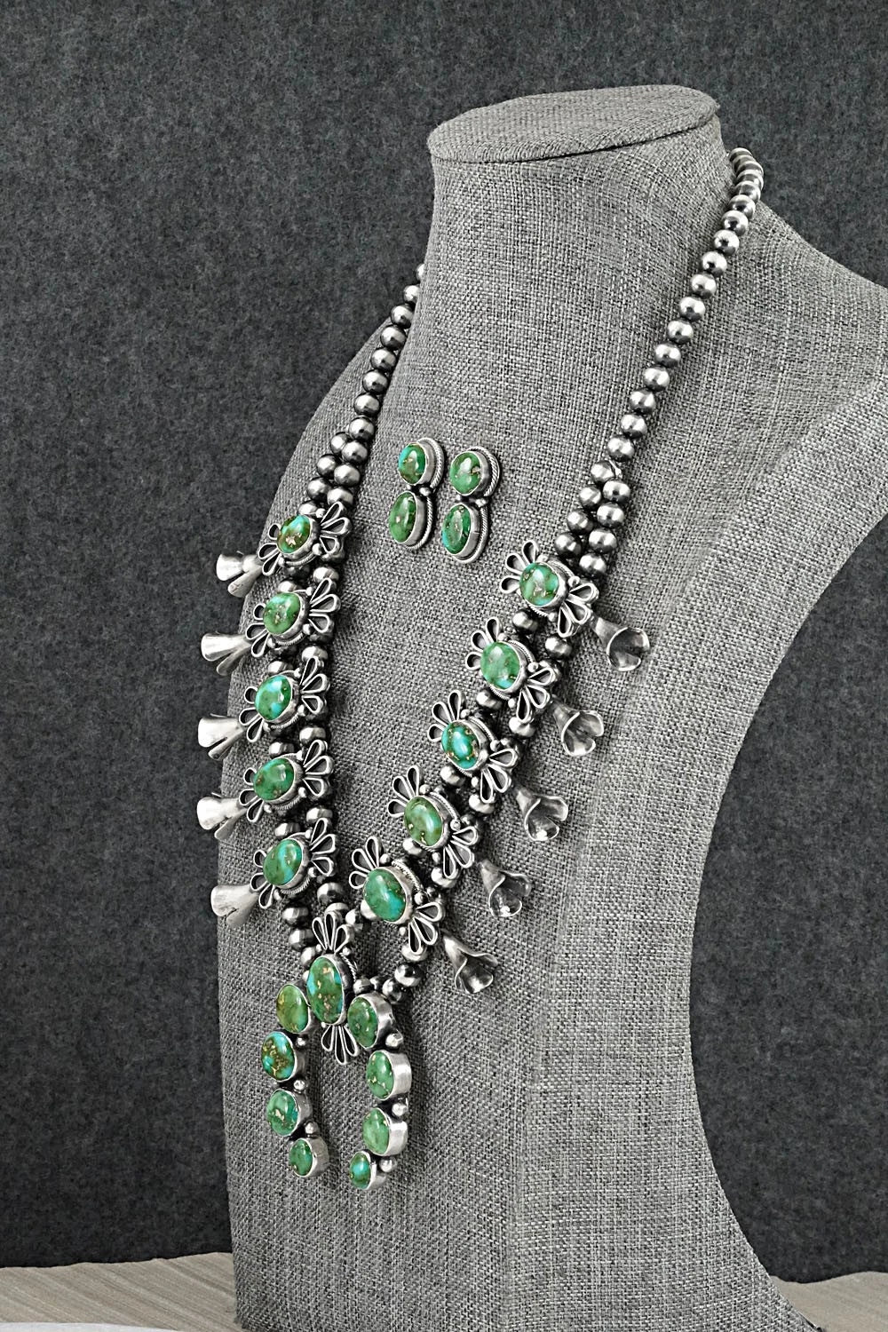 Turquoise & Sterling Silver Squash Blossom Set - Darrin Livingston