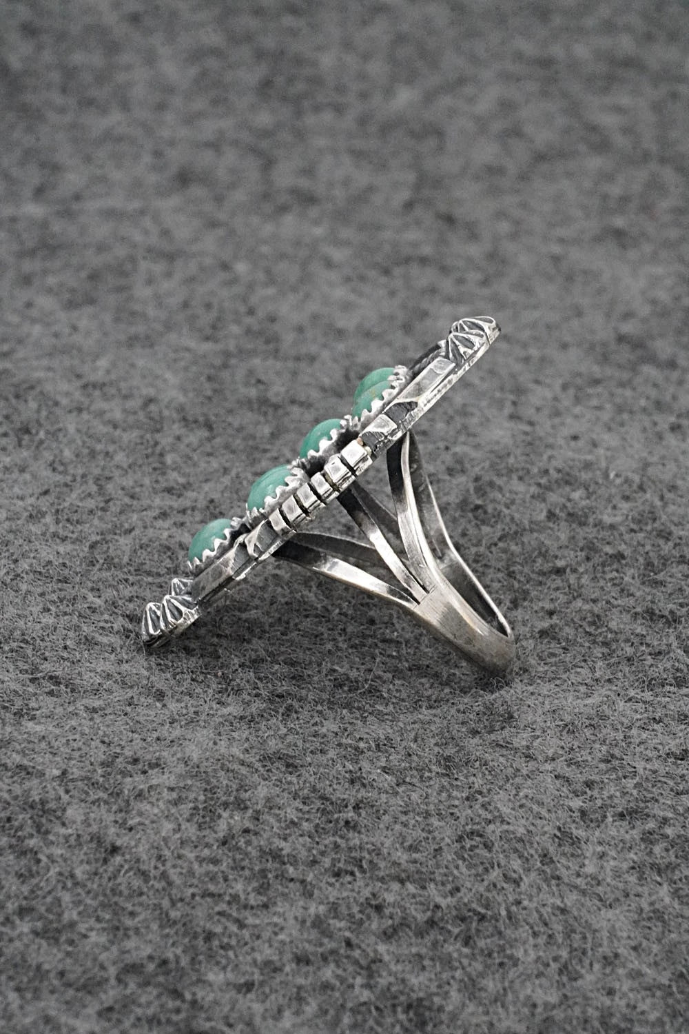 Turquoise & Sterling Silver Ring - Kenny Lonjose - Size 6.5