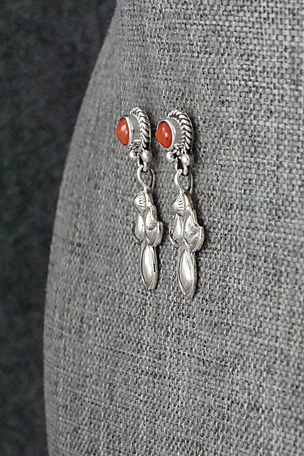 Coral & Sterling Silver Earrings - Verley Betone