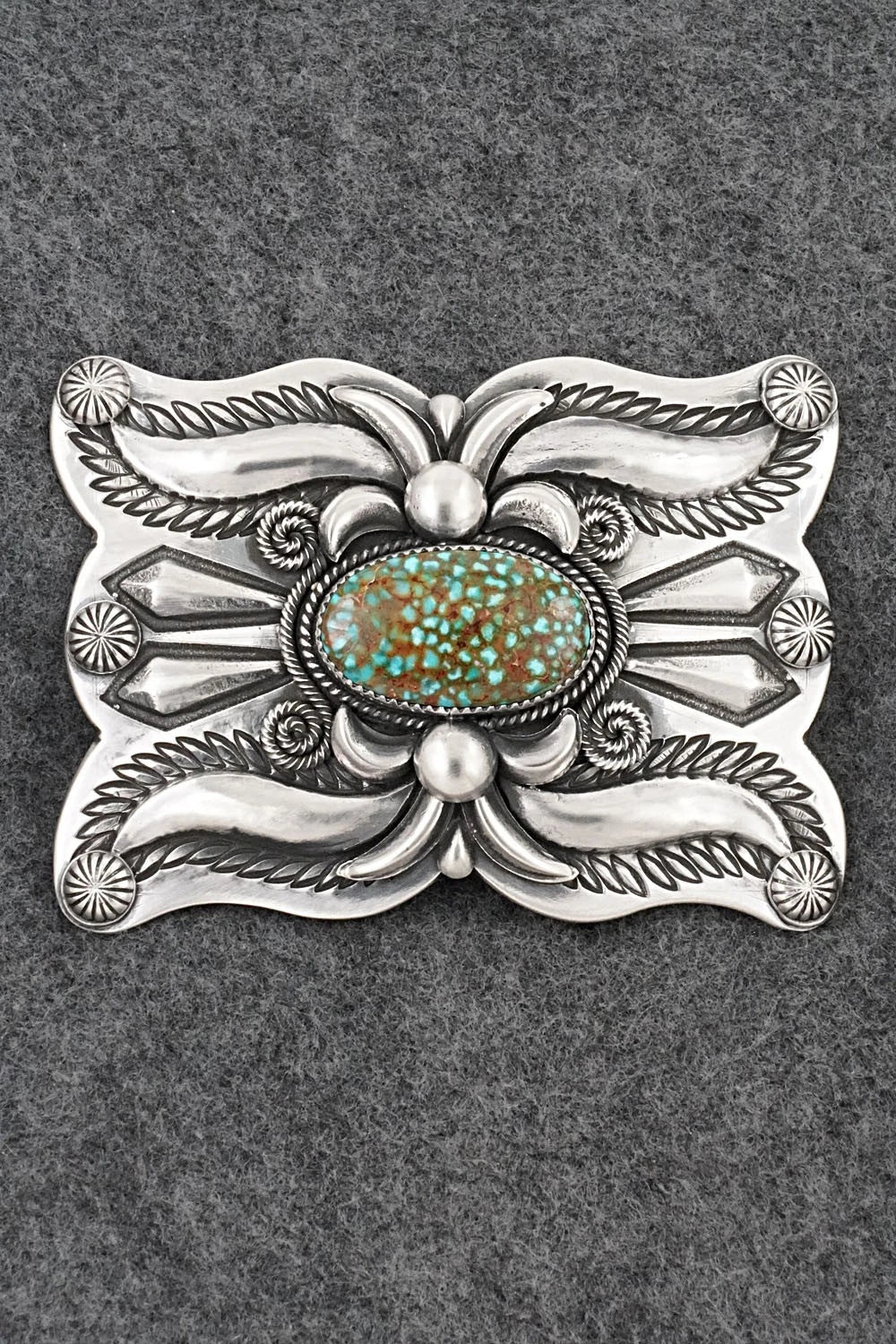 Turquoise & Sterling Silver Belt Buckle - Delbert Gordon