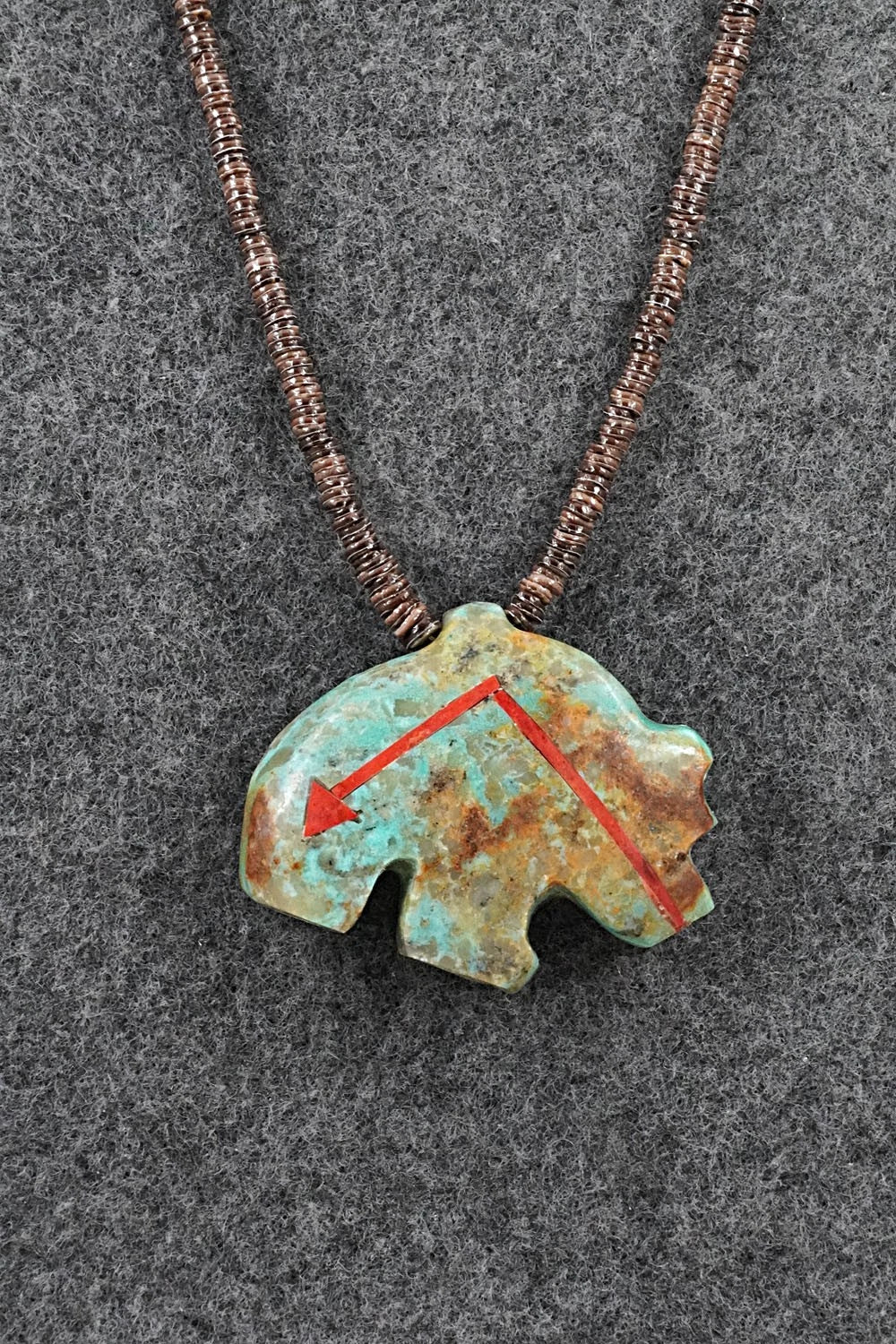 Turquoise Zuni Fetish Carving & Sterling Silver Necklace - Bernard Laiwakete