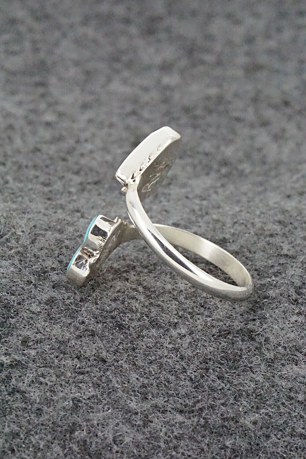Turquoise, Onyx & Sterling Silver Ring - Velda Nastacio - Size 7.5 Adj.