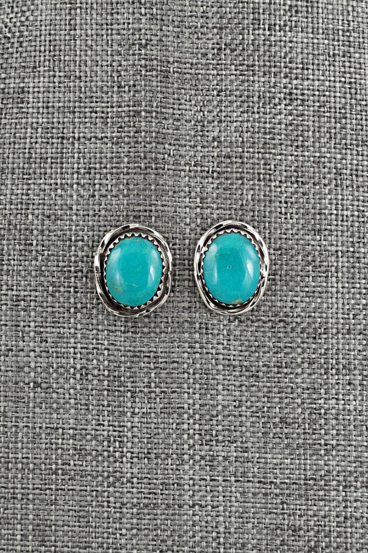 Turquoise & Sterling Silver Earrings - Ernest Hawthorne