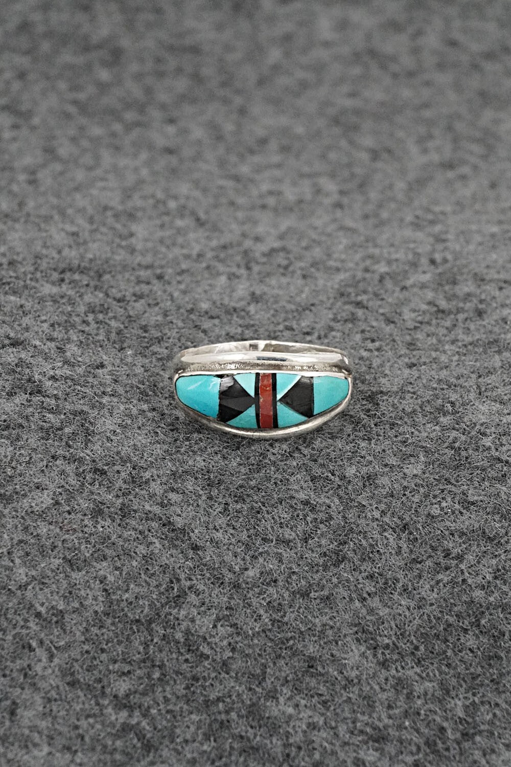 Multi-Stone & Sterling Silver Inlay Ring - Ola Eriacho - Size 6