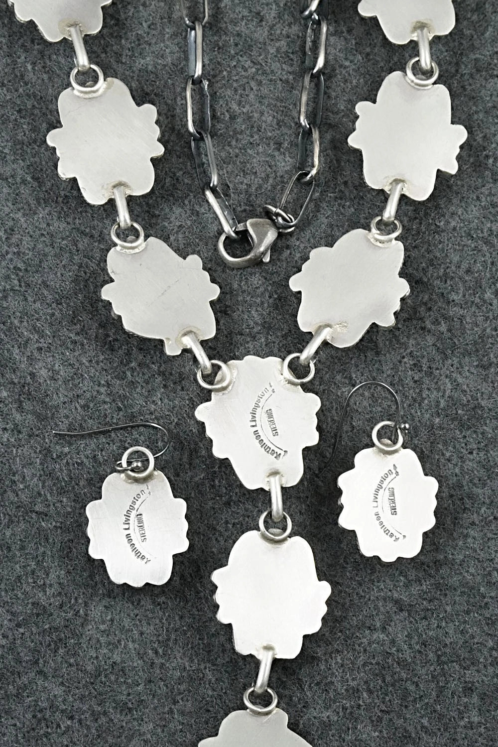 Turquoise & Sterling Silver Necklace and Earrings Set - Kathleen Livingston