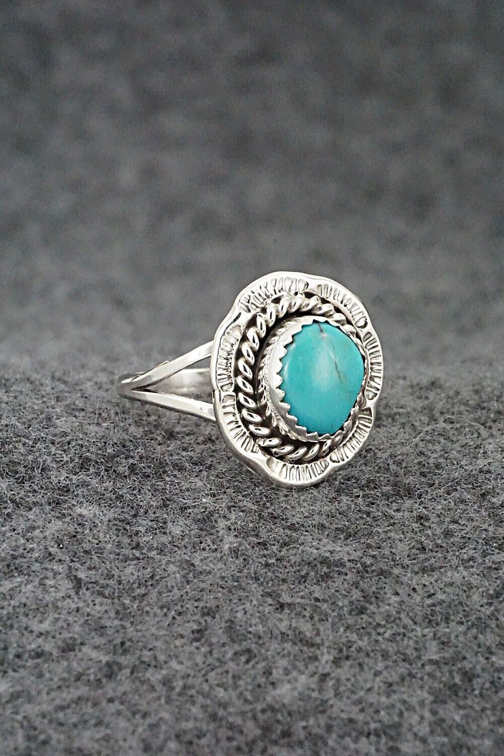 Turquoise & Sterling Silver Ring - Freda Martinez - Size 8