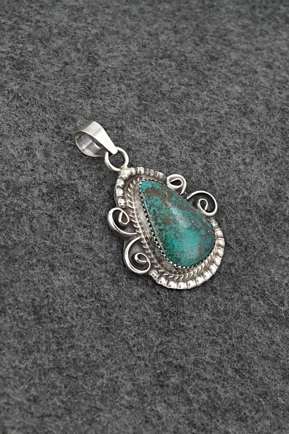 Turquoise and Sterling Silver Pendant - Leslie Nez