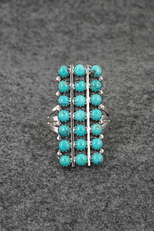 Turquoise & Sterling Silver Ring - Kenny Lonjose - Size 10
