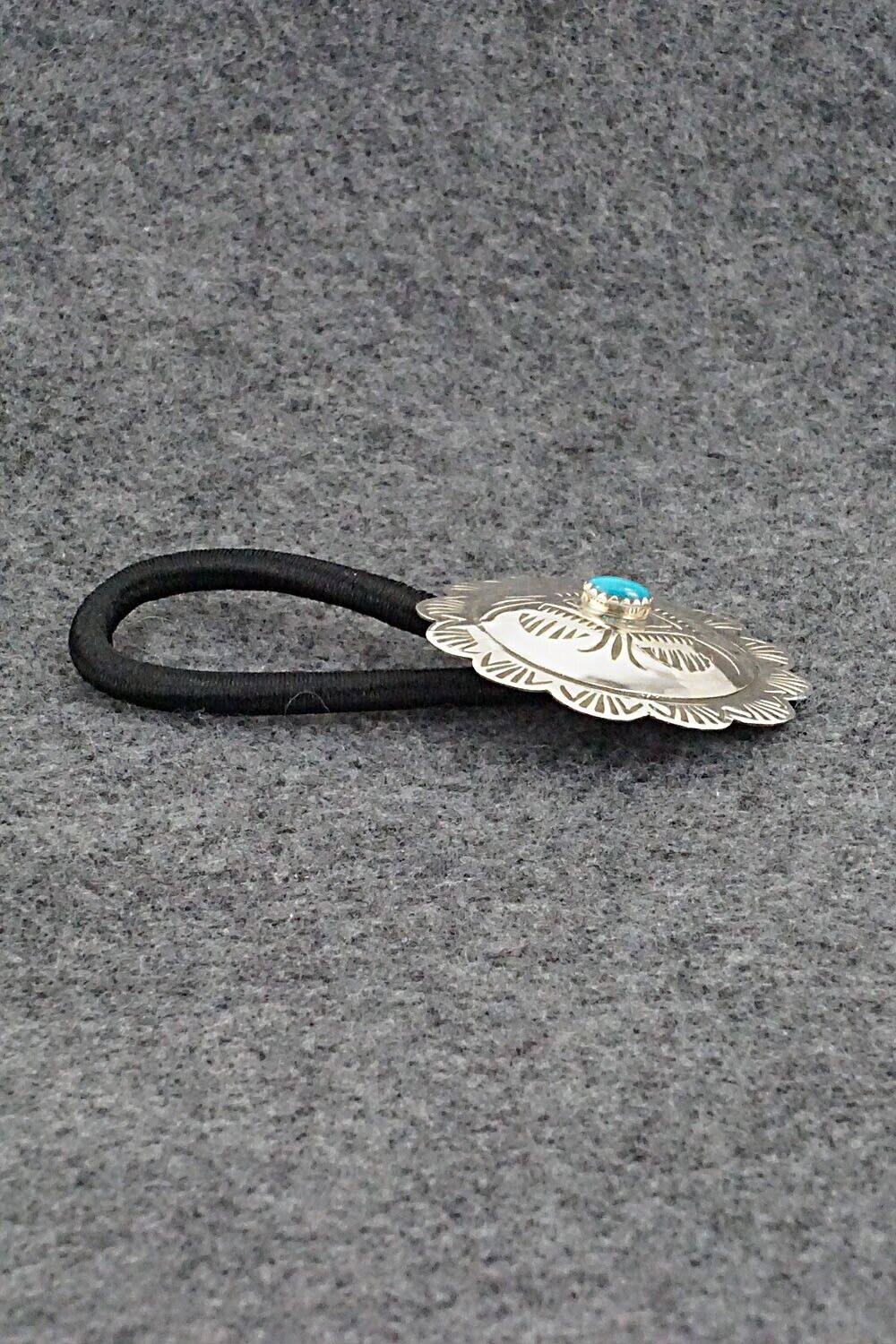 Turquoise & Sterling Silver Hair Tie - Bertha Begay