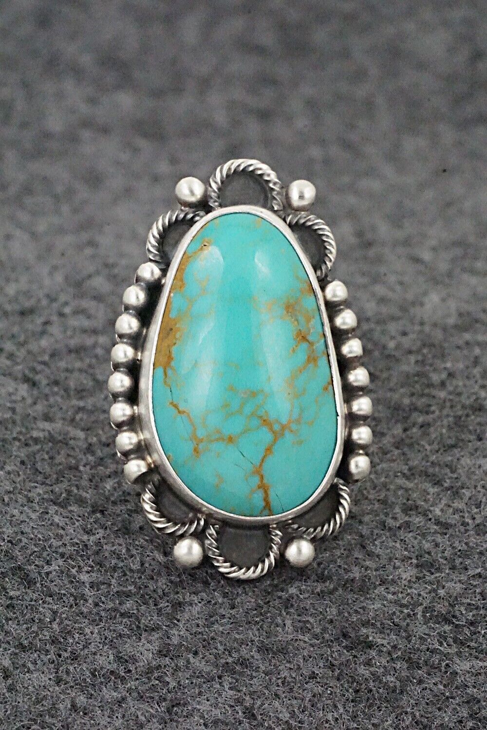 Turquoise & Sterling Silver Ring - Jameson Garcia - Size 8 Adj.