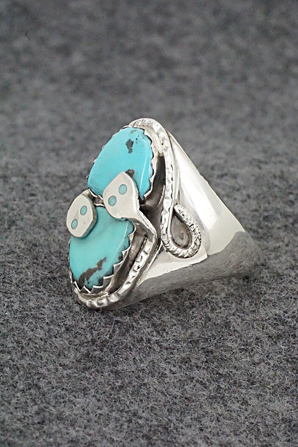 Turquoise & Sterling Silver Ring - Joy Calavaza - Size 13.5