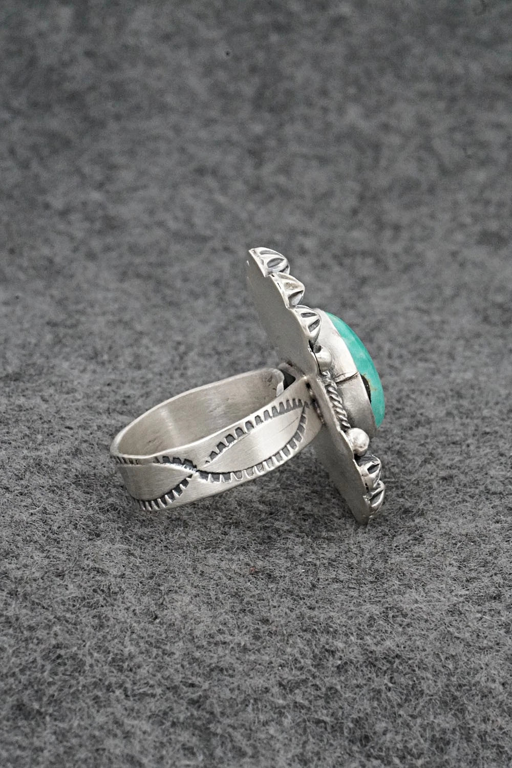 Turquoise & Sterling Silver Ring - Cordell Platero - Size Adjustable