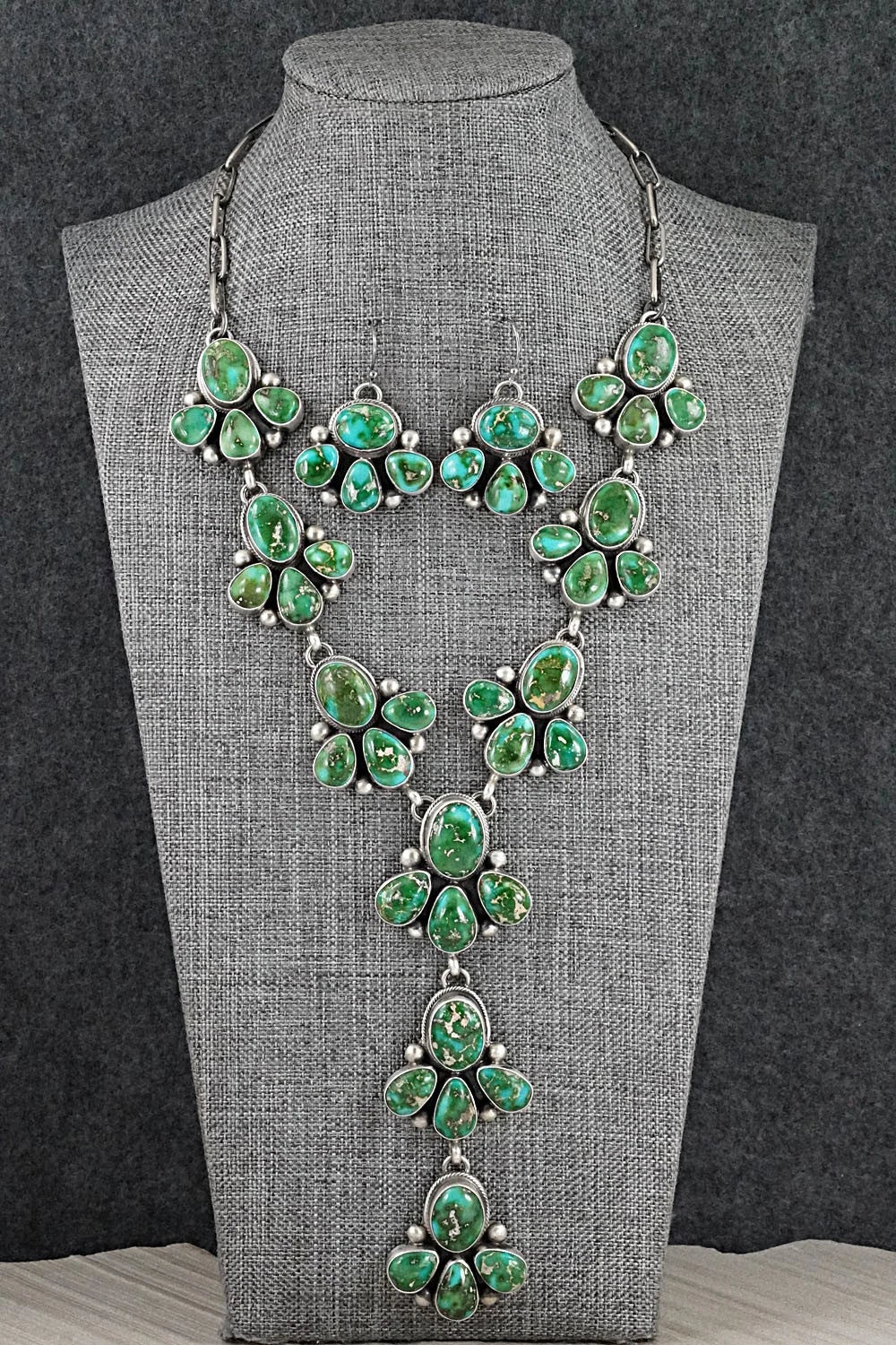 Turquoise & Sterling Silver Necklace and Earrings Set - Kathleen Livingston