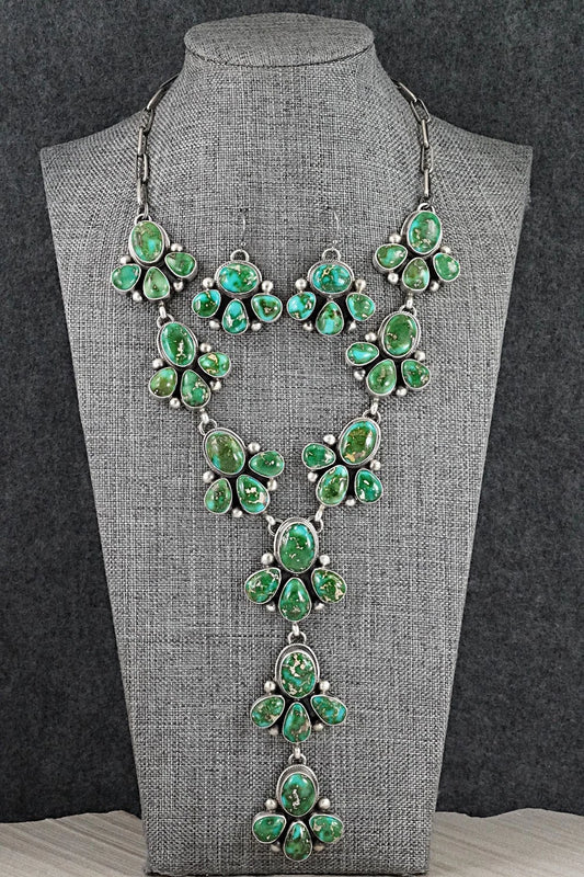 Turquoise & Sterling Silver Necklace and Earrings Set - Kathleen Livingston