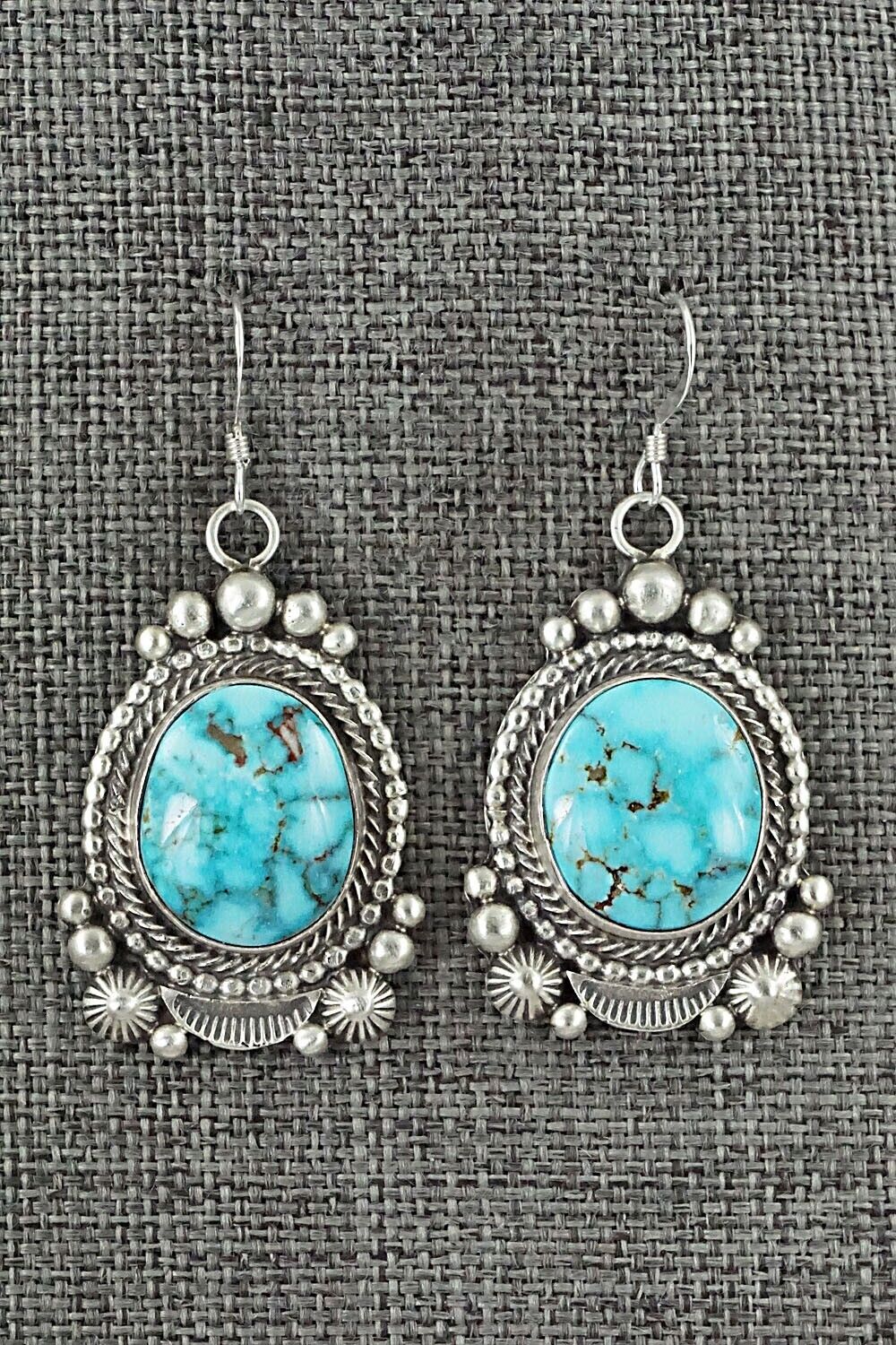 Turquoise & Sterling Silver Necklace and Earrings Set - Tom Lewis