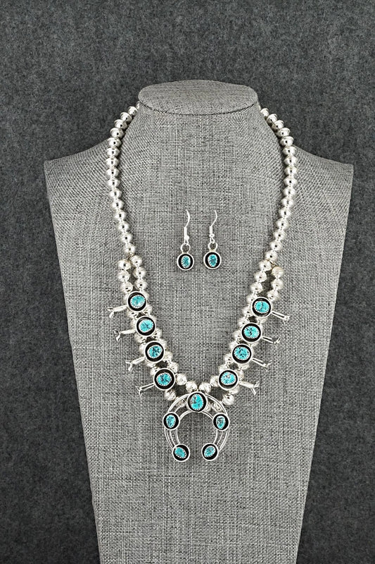 Turquoise & Sterling Silver Squash Blossom Set - Phil Garcia