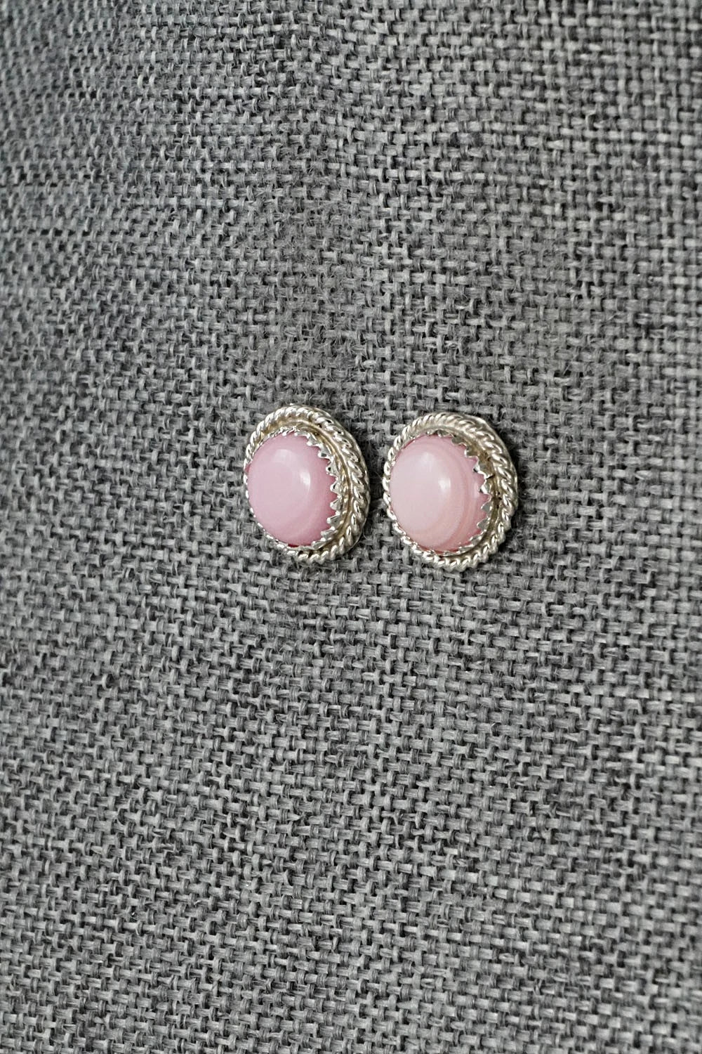 Pink Conch & Sterling Silver Earrings - Esther White