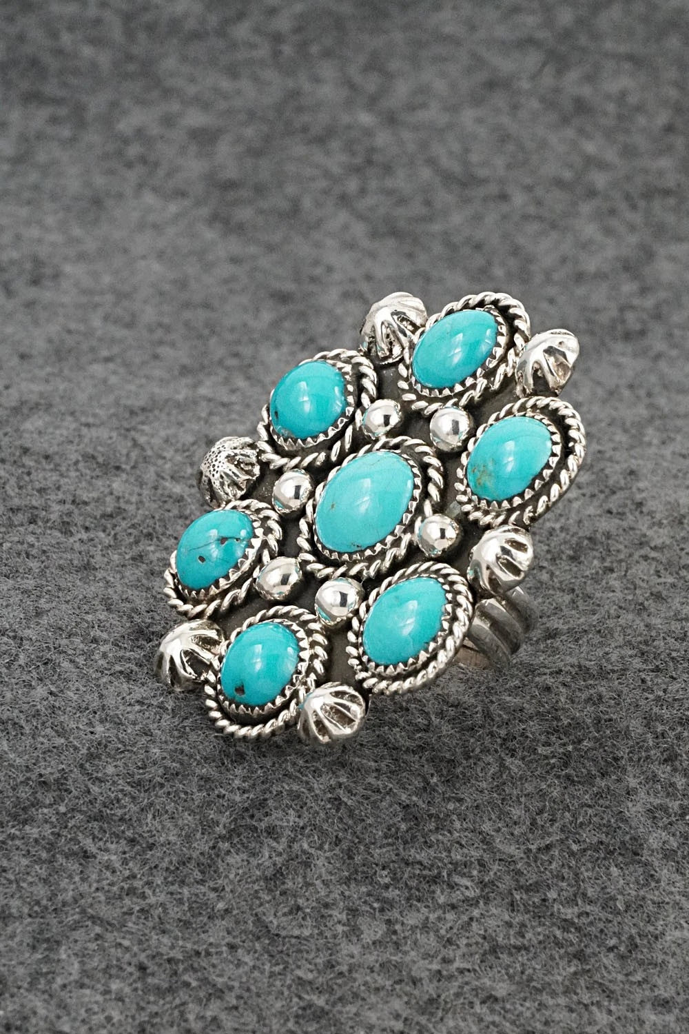Turquoise & Sterling Silver Ring - Darius Arviso - Size 8, Adj.