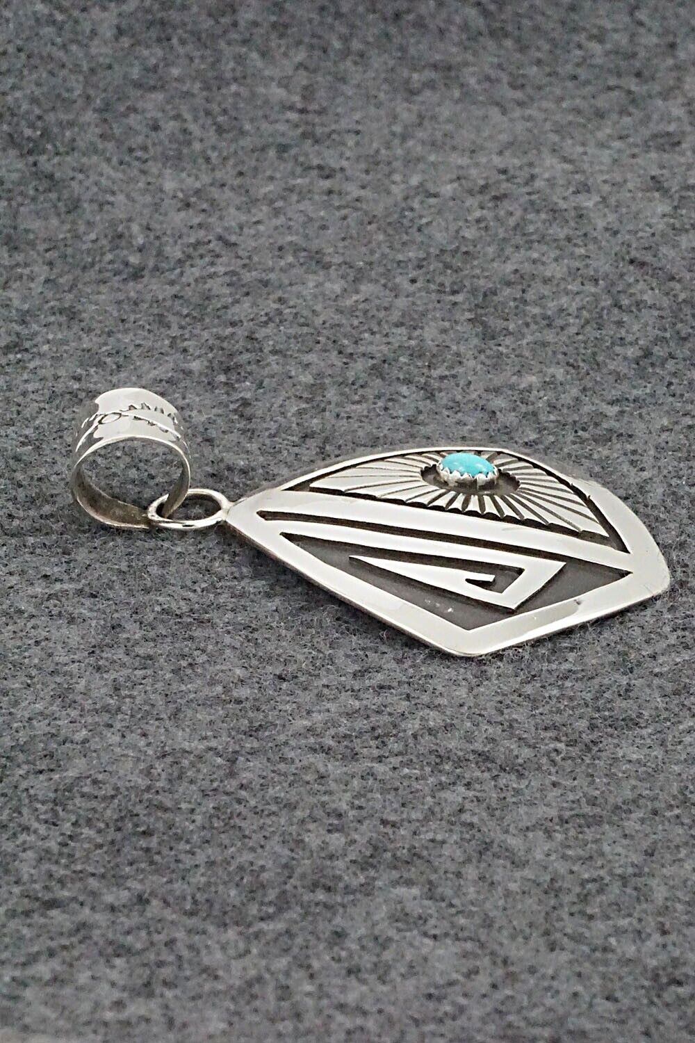 Turquoise and Sterling Silver Pendant - Rosco Scott