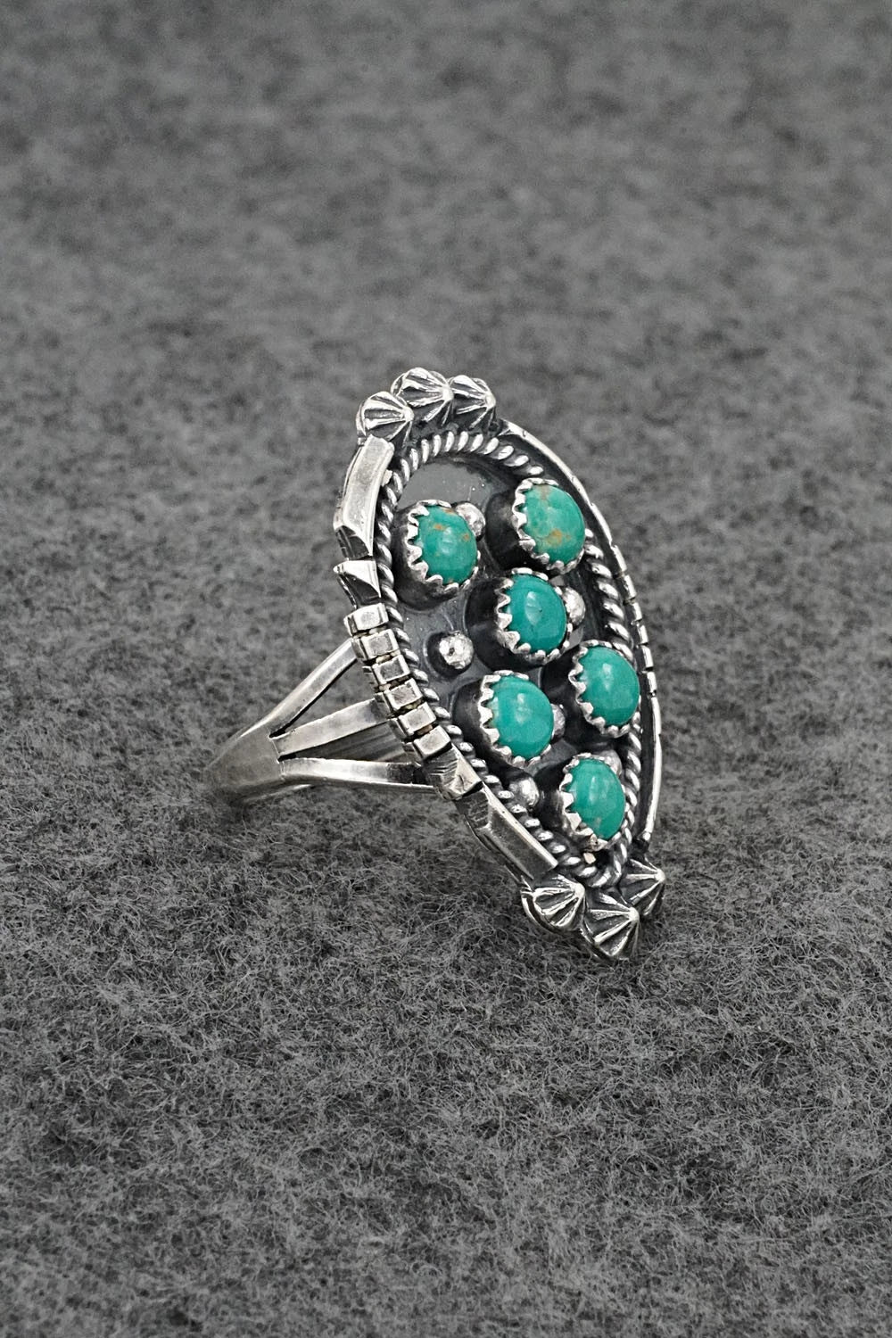 Turquoise & Sterling Silver Ring - Kenny Lonjose - Size 8.5