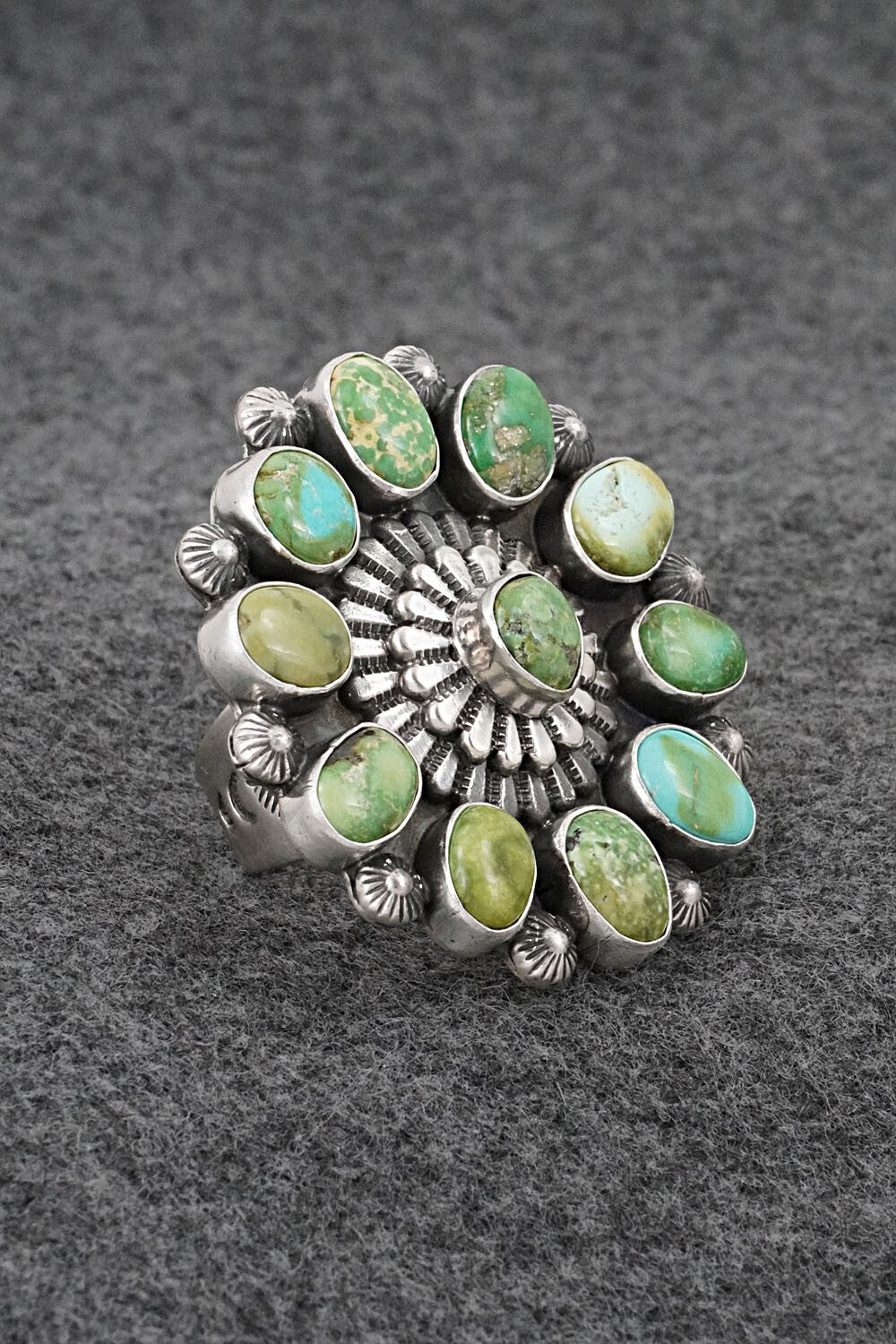 Turquoise & Sterling Silver Ring - Tom Lewis - Size 9