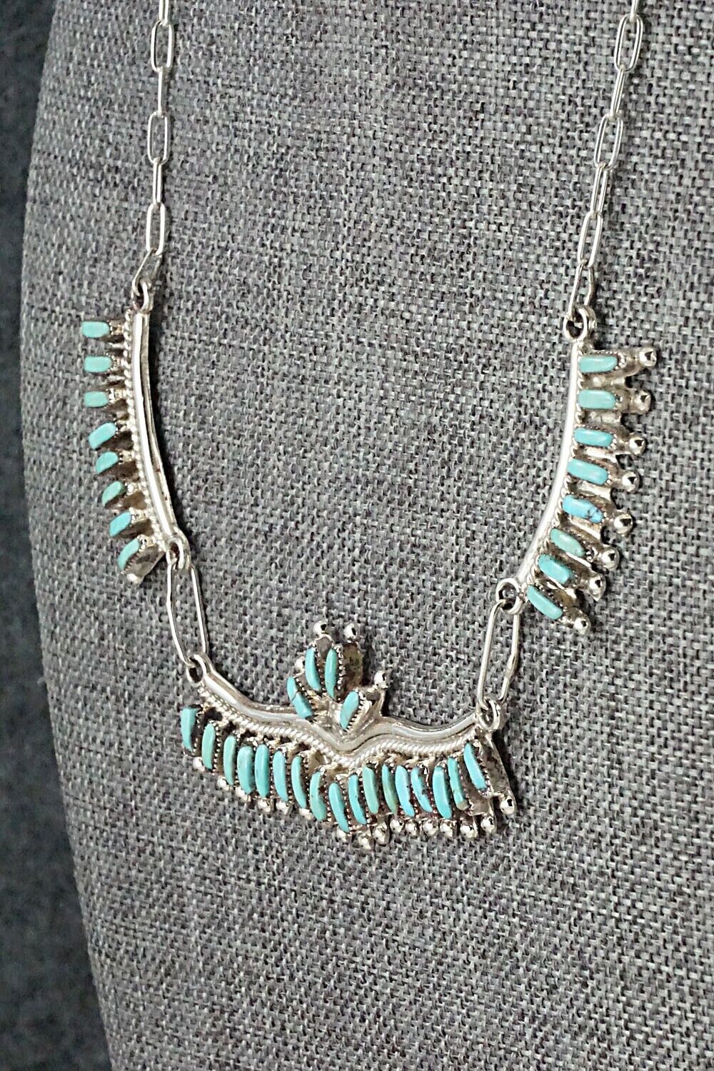 Turquoise & Sterling Silver Necklace and Earrings Set - Veronica Yawakia