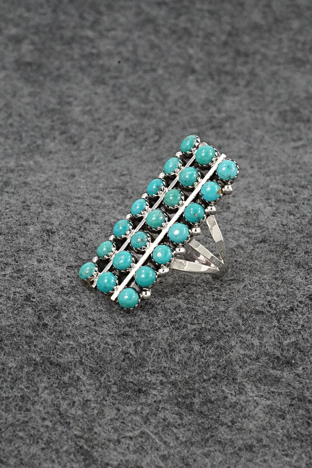 Turquoise & Sterling Silver Ring - Kenny Lonjose - Size 7.75