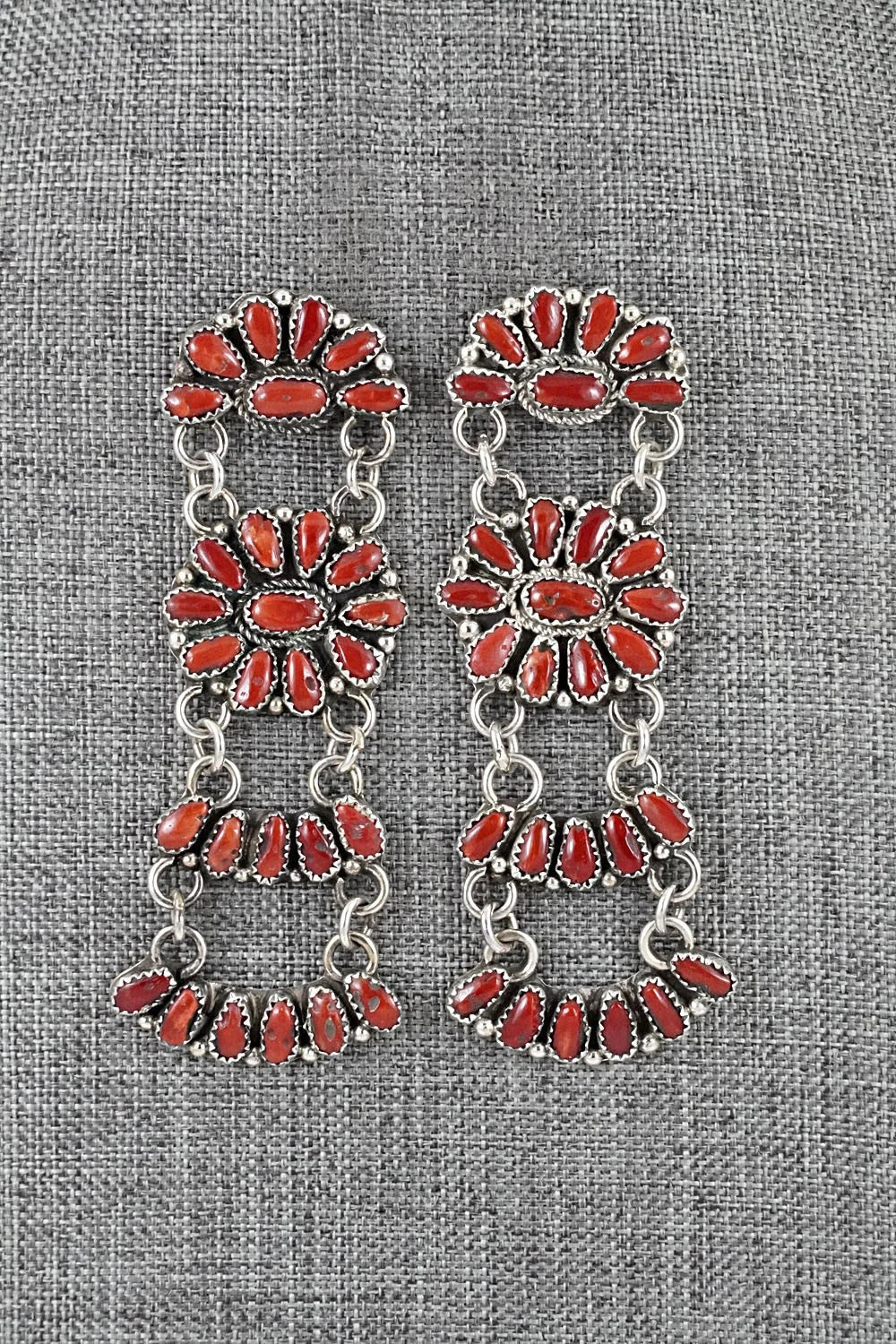 Coral & Sterling Silver Earrings - Justina Wilson