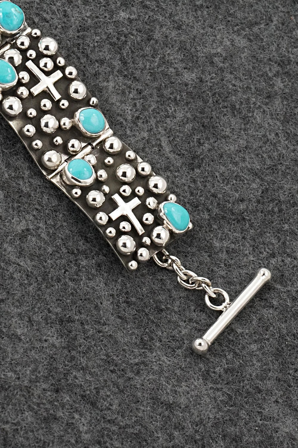 Turquoise & Sterling Silver Link Bracelet - Akee Douglas