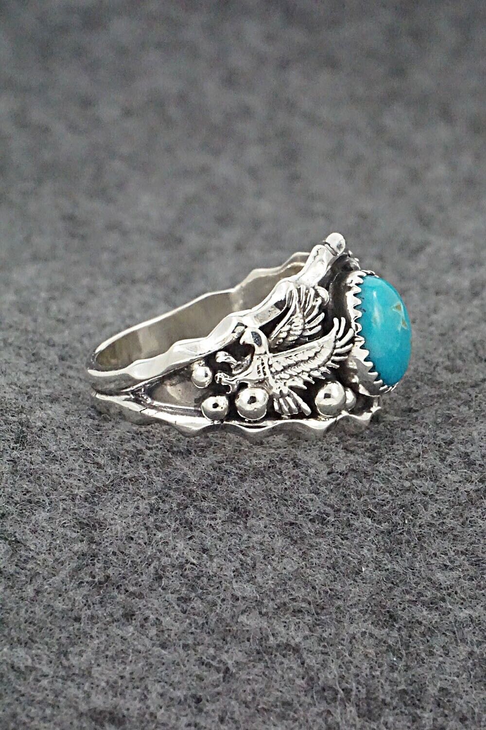 Turquoise & Sterling Silver Ring - Genevieve Francisco - Size 14
