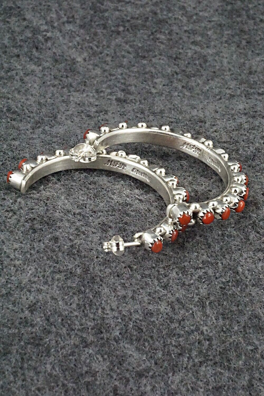 Coral & Sterling Silver Earrings - Murray Hannaweeka