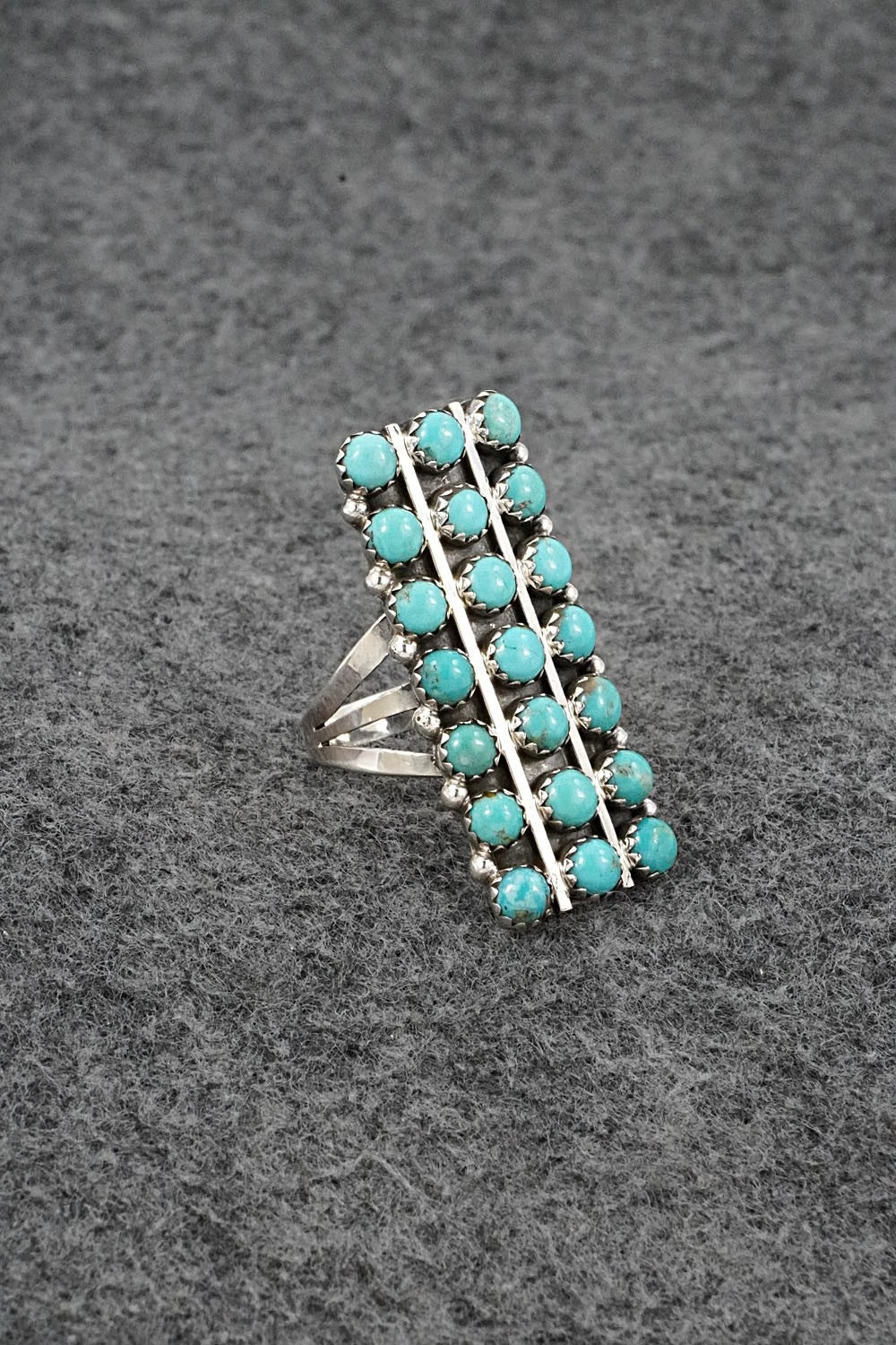 Turquoise & Sterling Silver Ring - Kenny Lonjose - Size 6.5